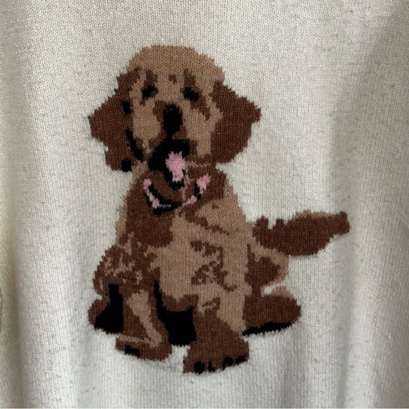 NWT Hazel Moon Women's Cream Sweater with Dog Design Sz XL - Picture 3 of 11